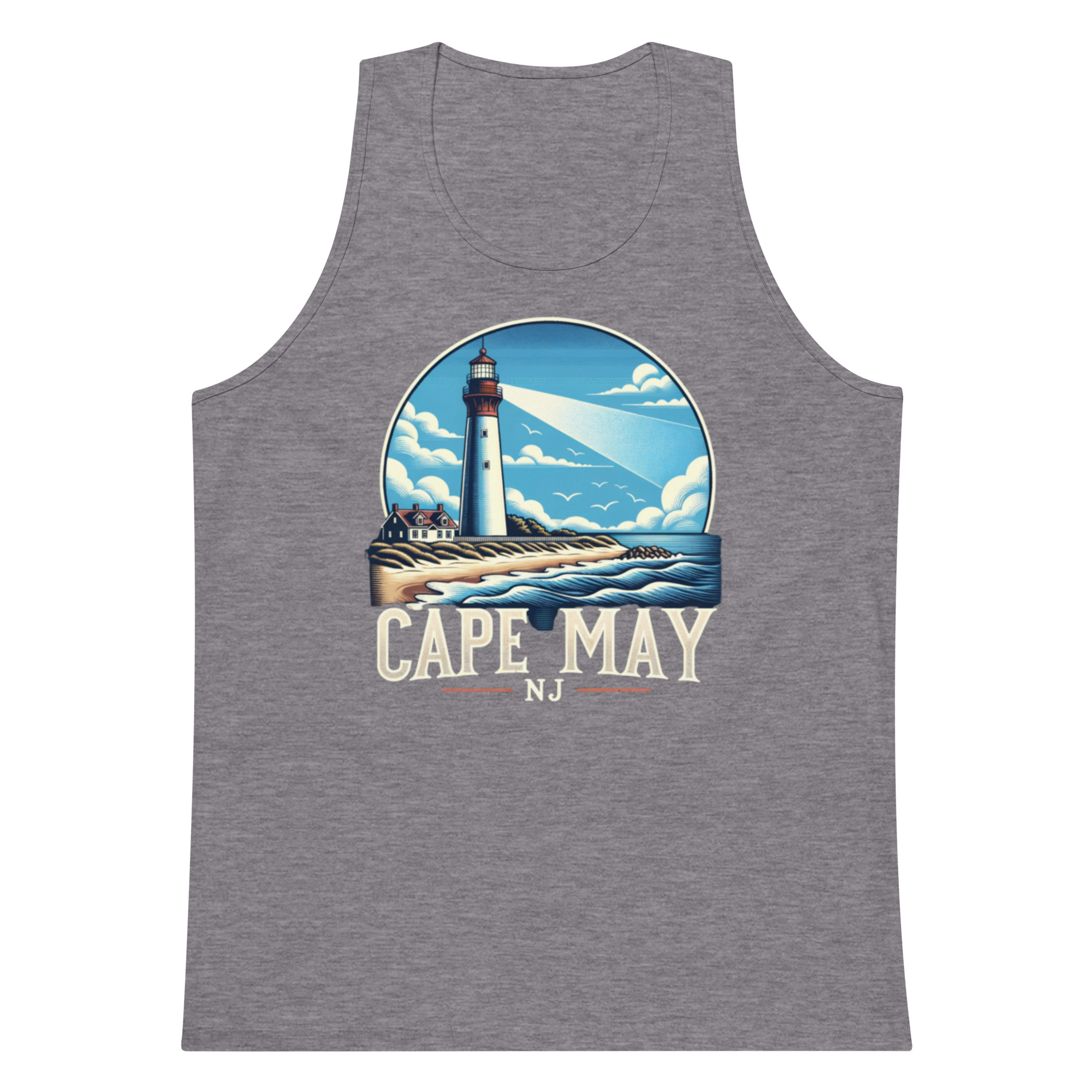 Cape May lighthouse Men’s premium tank top - Image 3