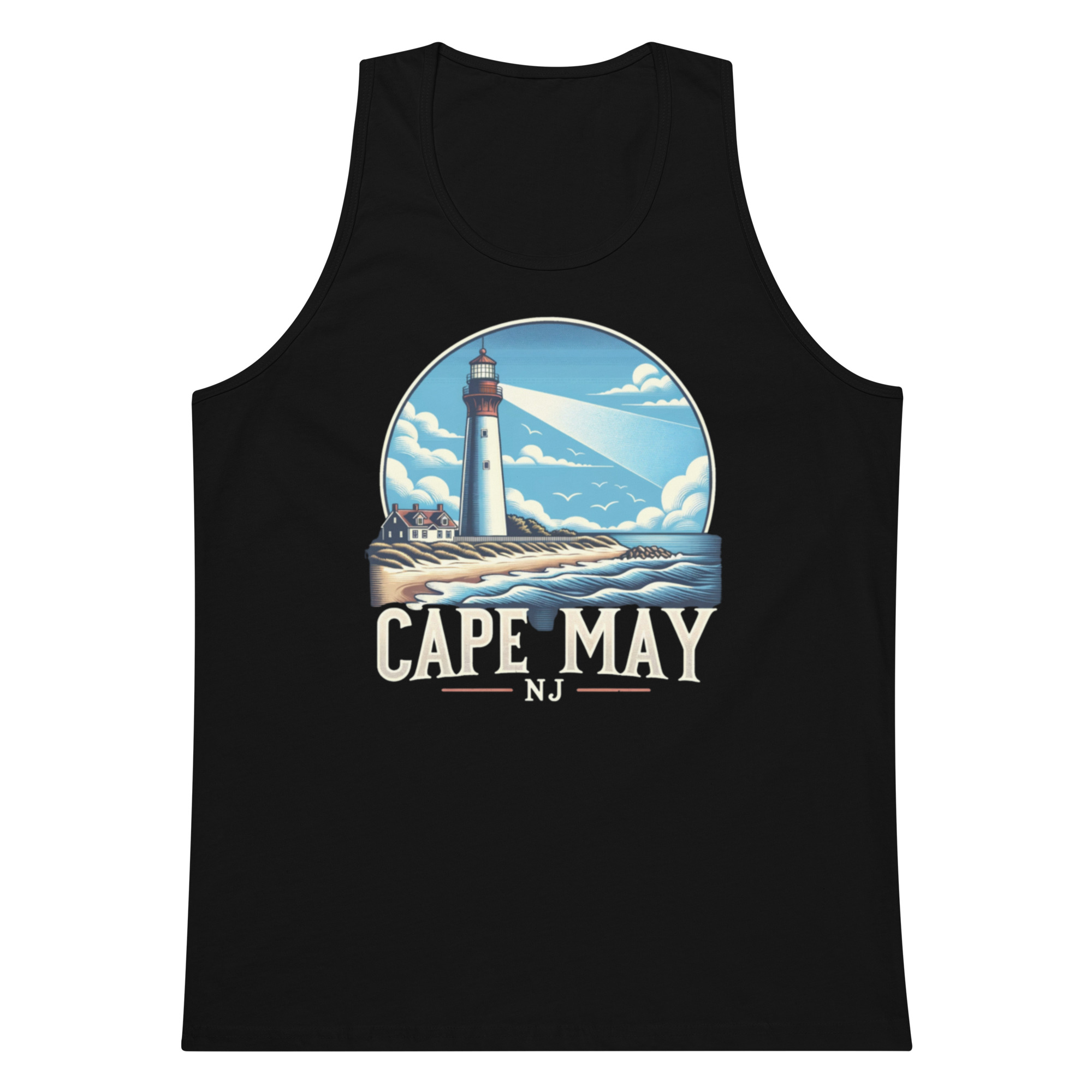 Cape May lighthouse Men’s premium tank top