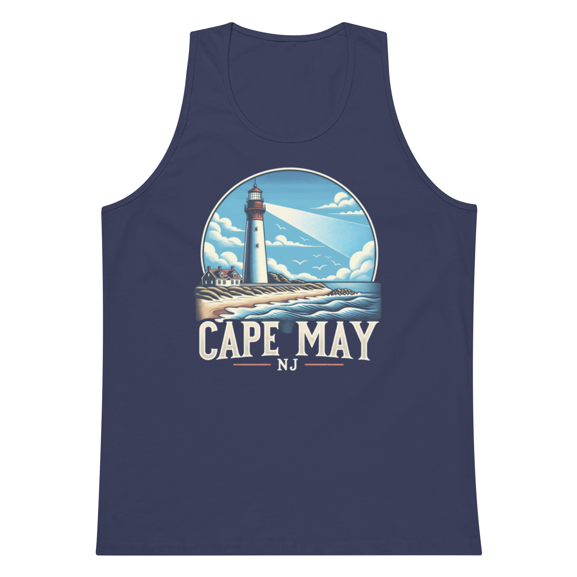 Cape May lighthouse Men’s premium tank top - Image 2